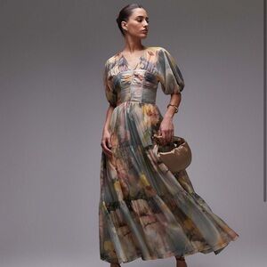 NWT & Other Stories Linen Blend Floral Midi Dress